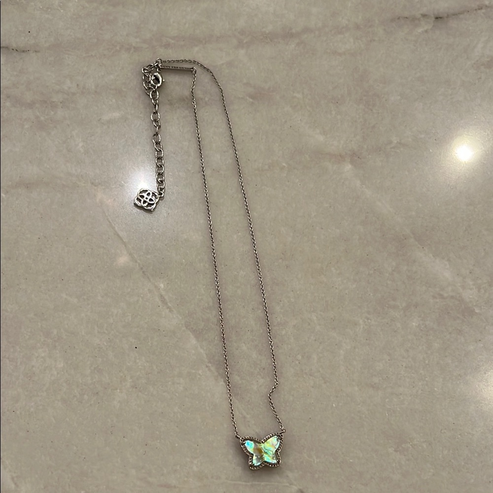 Kendra Scott Silver Necklace with Dainty Chain and Butterfly Pendant